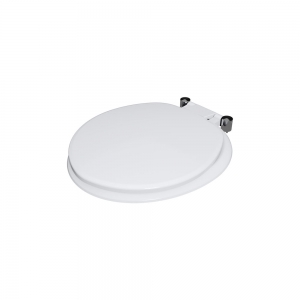 Hinged thermoset toilet seats for solid surface WC pans
